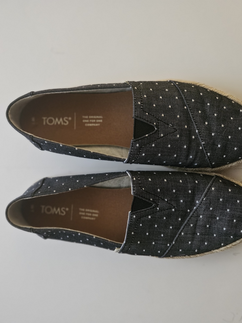 TOMS Black Canvas Polka Dot Slip-On Espadrilles